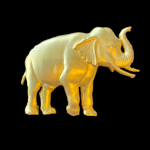 JJ Jonette Jewelry elephant brooch pin in matte goldtone metal signed VINTAGE